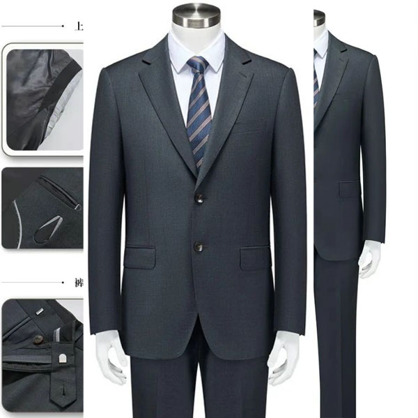 ZHY7501-1 男西装  深灰色弹力哔叽	臻品西装系列